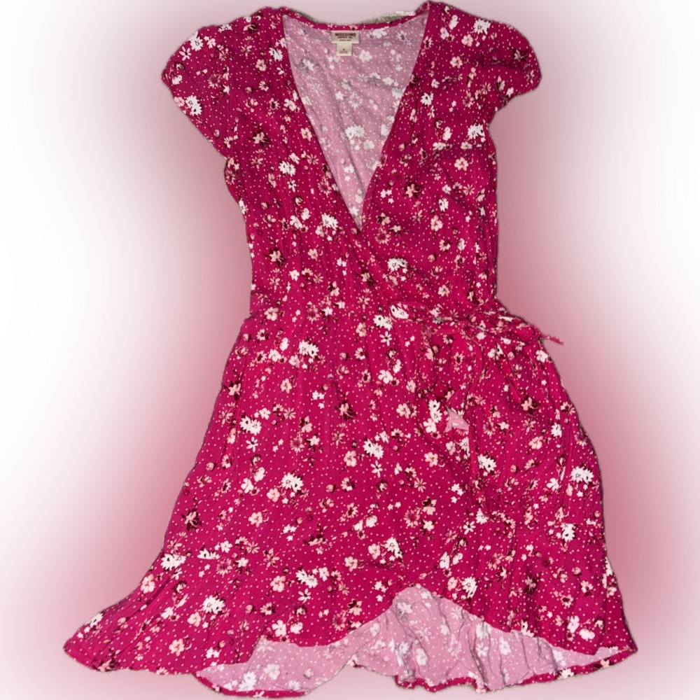 Mossimo pink floral wrap dress
